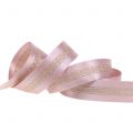 Floristik24 Deco ribbon with stripes pattern Rosa 25mm 20m