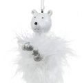Floristik24 Decorative figure bear with feathers white 12cm 2pcs