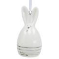 Floristik24 Decorative figure bunny to hang white, silver 6pcs