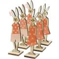 Floristik24 Decorative figure Easter bunny orange, white wooden bunny Easter decoration 6pcs
