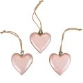 Floristik24 Decorative hanger wood wooden hearts decoration light pink shiny 6cm 8pcs