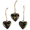 Floristik24 Decorative hanger wood wooden hearts decoration natural black gold 6cm 8pcs