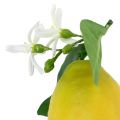 Floristik24 Decorative fruit, lemons with leaves yellow 9.5cm 4pcs