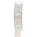 Floristik24 Decorative ribbon linen ribbon with pattern 25mm 15m