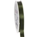 Floristik24 Green Moss Satin Ribbon with Woven Edge 15mm x 50m - 100% Polyester for Crafting, Decorating & Gift Wrapping