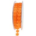 Floristik24 Decorative ribbon with flower 1cm orange 20m