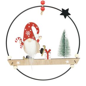 Floristik24 Decorative ring metal gnome decorative hanger Christmas Ø21.5cm 2pcs