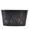 Floristik24 Decorative bowl metal oval black silver flowers 20.5×12.5×12cm