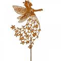 Floristik24 Decorative plug flower elf, spring, metal decoration, fairy on a stick, patina