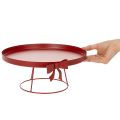 Metal Display Tray Set with Stand and Decorative Bow, Red, 30cm and 25cm, 2-Piece Set | Floristik24.co.uk