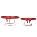 Metal Display Tray Set with Stand and Decorative Bow, Red, 30cm and 25cm, 2-Piece Set | Floristik24.co.uk