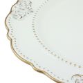 Floristik24 Decorative plate round plastic antique plate white gold Ø33cm