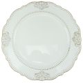 Floristik24 Decorative plate round plastic antique plate white gold Ø33cm