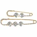 Floristik24 Safety Pin Jewelry Needle Diamond Gold 2pcs