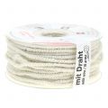 Floristik24 Wick thread Glamor white/silver with wire 33m