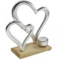 Floristik24 Tea light holder heart metal decoration table decoration wood 22cm
