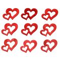 Floristik24 Wooden double hearts for scattering 4cm red 72pcs