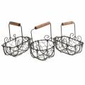 Floristik24 Mini wire basket variation with wooden handle rusty brown H10.5–11.5cm 9pcs