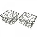 Floristik24 Storage basket, basket for planting, mini wire basket square 12 × 12cm 2pcs