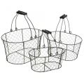 Floristik24 Wire basket with handles black metal 35/31/27cm set of 3
