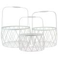 Floristik24 Wire basket with handle basket white metal Ø25/30/35cm set of 3