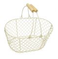 Floristik24 Wire basket oval with handle 27x18cm H13.5cm cream