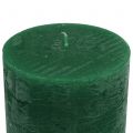 Solid-colored candles dark green 60x100mm 4 pcs | Floristik24.co.uk