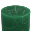 Floristik24 Solid colored candles dark green 70x100mm 4pcs