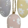 Floristik24 Mini Easter eggs, wooden eggs with flowers, Easter decoration purple, pink, yellow H3.5cm 6pcs
