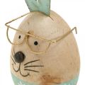 Floristik24 Easter bunny with glasses decorative figure wooden egg Ø5cm H13.5cm 3pcs