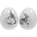Floristik24 Egg ceramic white rabbit Ø12.5cm H16cm 2pcs