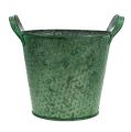 Floristik24 Bucket green with dots Ø17cm H15cm