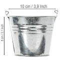 Bucket Ø10cm H8cm 10 pcs. Zinc, shiny | Floristik24.co.uk