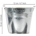 Bucket Ø12cm H10cm 8pcs. Zinc, shiny | Floristik24.co.uk