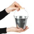 Bucket Ø12cm H10cm 8pcs. Zinc, shiny | Floristik24.co.uk