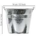 Bucket Ø14cm H12cm 6 pcs. Zinc, shiny | Floristik24.co.uk