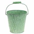 Floristik24 Decorative bucket planter with dots metal green washed Ø18.5cm H18cm