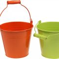 Floristik24 Bucket planter metal decorative bucket colorful Ø14cm H12cm 6 pieces