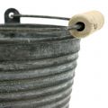 Floristik24 Zinc bucket with grooves Ø15cm H12cm