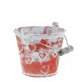 Floristik24 Decorative bucket heart decor, metal vessel, Valentine&#39;s Day, handle bucket Ø12cm