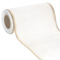 Floristik24 Elegant moiré wreath ribbon, 200mm white with gold pearl edge and special finish, 25m - Perfect for decorations &amp; celebrations