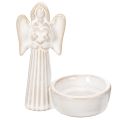 Floristik24 White Ceramic Angel Figurine with Round Tealight Holder, 10 cm, Set of 3