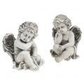 Floristik24 Decorative angel in gray sitting 13.5cm 2pcs