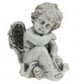 Floristik24 Memorial figure sleeping angel gray 16cm 2pcs