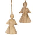 Floristik24 Wooden Angel Hanging Decorations for Christmas Tree, 10 cm, Set of 12