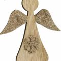 Floristik24 Deco pendant wood angel glitter 10cm 12pcs