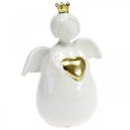 Floristik24 Angel figure ceramic white, golden guardian angel 10 × 6.5 × 13cm 3pcs