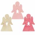 Floristik24 Wooden Angel for Sprinkling Pink, Pink, White 4cm 72pcs