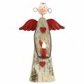 Floristik24 Wooden angel with LED candle H30cm