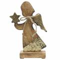 Floristik24 Wooden angel with star nature, golden mango wood H20.5cm